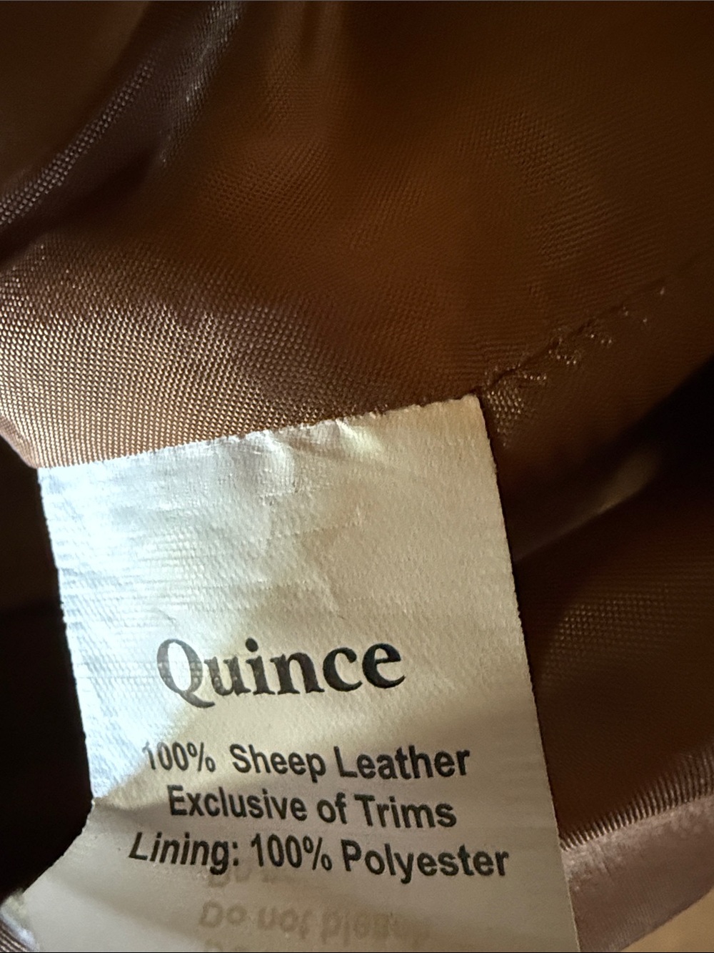 Quince Women Cognac 100% Sheep Leather Stand Collar Front Zip Moto Jacket Size L - Picture 7 of 8